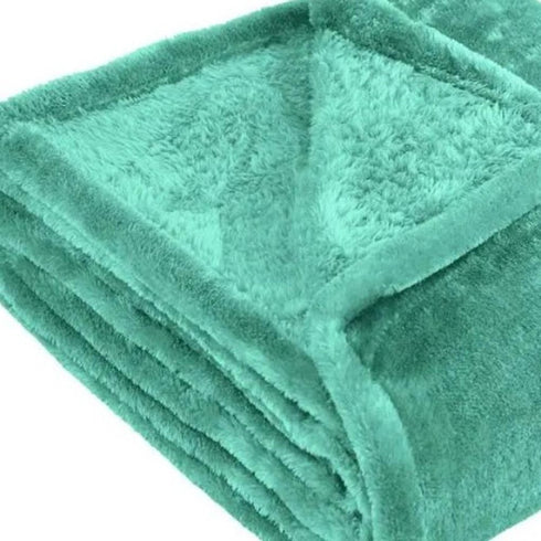 Twin Turquoise Fleece Plain Weave Plush Blanket