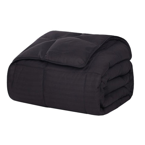 King Black Cotton Plain Weave Striped Blanket