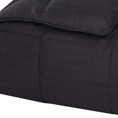 King Black Cotton Plain Weave Striped Blanket