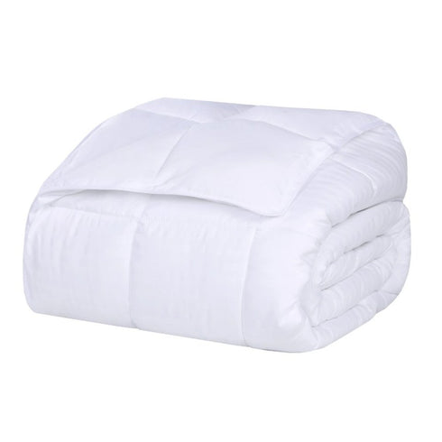King White Cotton Plain Weave Striped Blanket