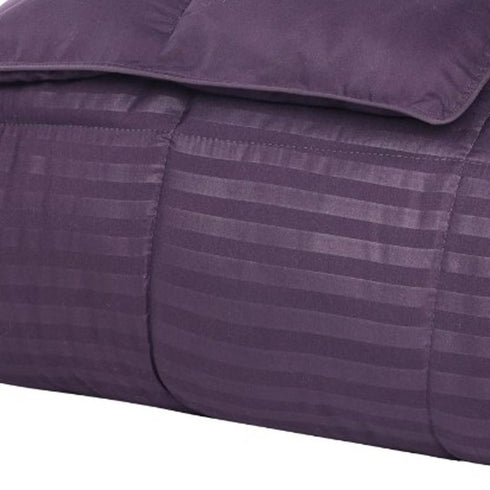 Twin Plum Cotton Plain Weave Striped Blanket