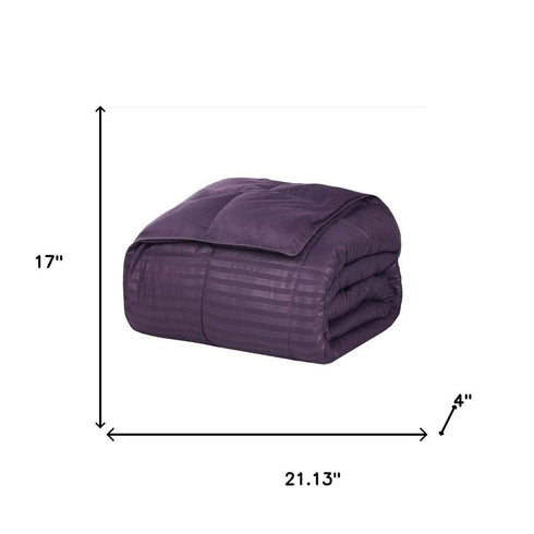Twin Plum Cotton Plain Weave Striped Blanket