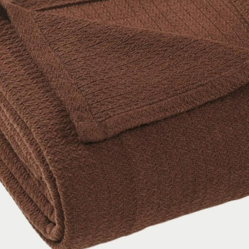 Queen Chocolate Cotton Waffle Weave Blanket