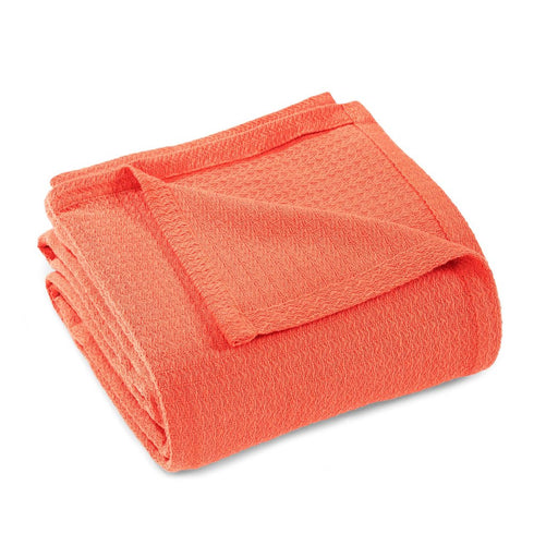 Queen Coral Cotton Waffle Weave Blanket
