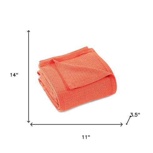 Queen Coral Cotton Waffle Weave Blanket