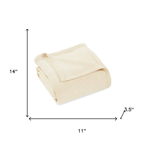 Queen Ivory Cotton Waffle Weave Blanket