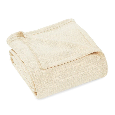 Queen Ivory Cotton Waffle Weave Blanket