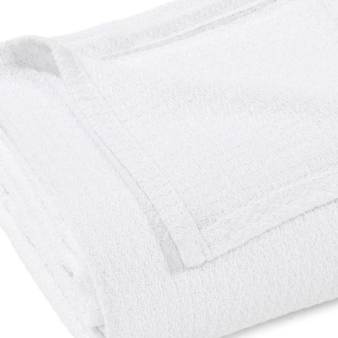 Queen White Cotton Waffle Weave Blanket