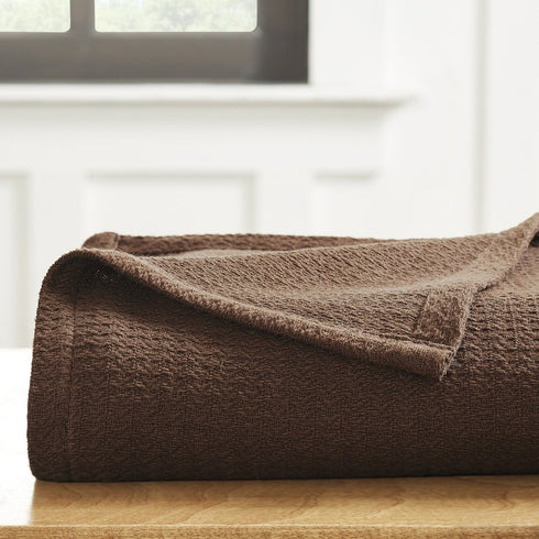 King Chocolate Cotton Waffle Weave Blanket