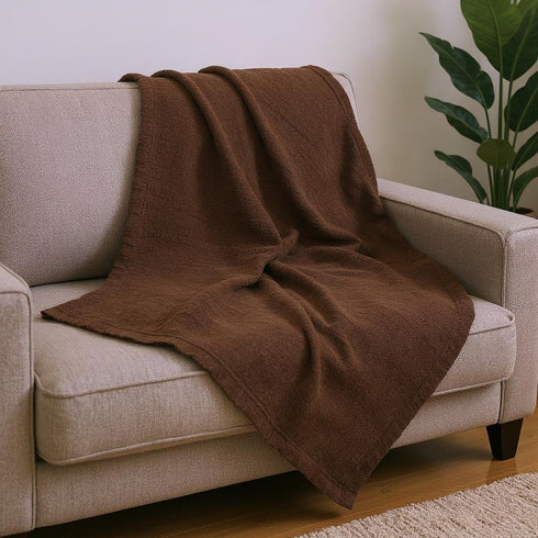 King Chocolate Cotton Waffle Weave Blanket