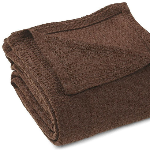 King Chocolate Cotton Waffle Weave Blanket