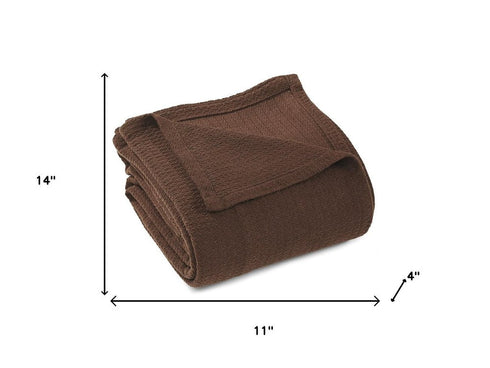 King Chocolate Cotton Waffle Weave Blanket