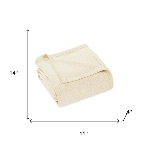 King Ivory Cotton Waffle Weave Blanket