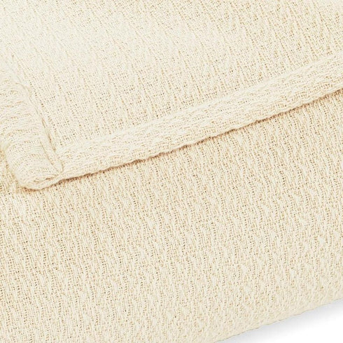 King Ivory Cotton Waffle Weave Blanket