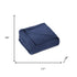 King Navy Blue Cotton Waffle Weave Blanket