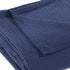 King Navy Blue Cotton Waffle Weave Blanket