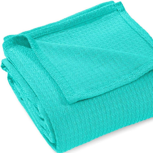 King Turquoise Cotton Waffle Weave Blanket