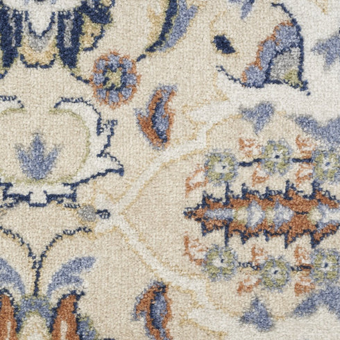 8' Green and Ivory Floral Power Loom Runner Rug