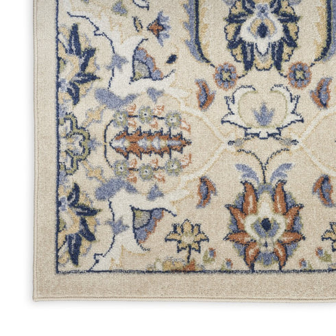 8' Green and Ivory Floral Power Loom Runner Rug