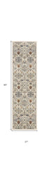 8' Green and Ivory Floral Power Loom Runner Rug