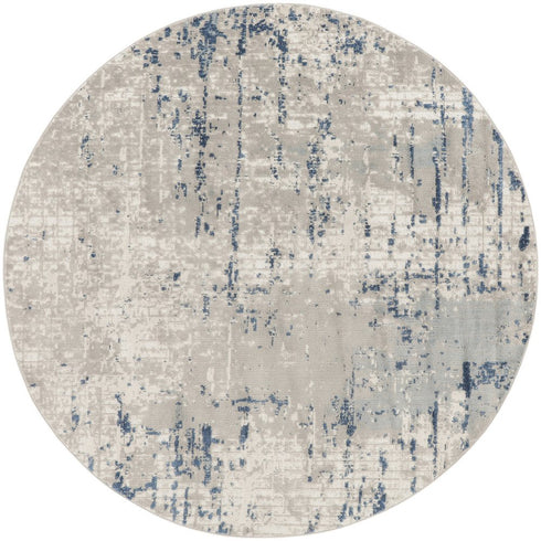 8' X 10' Blue and Gray Abstract Power Loom Area Rug