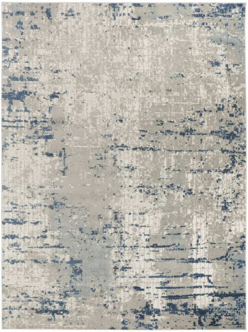 8' X 10' Blue and Gray Abstract Power Loom Area Rug