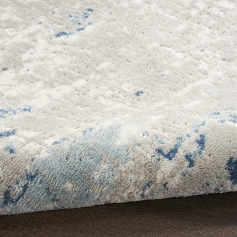 8' Blue and Gray Abstract Power Loom Runner Rug