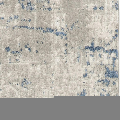 8' Blue and Gray Abstract Power Loom Runner Rug