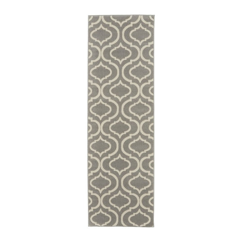 7' Gray Moroccan Power Loom Runner Rug