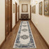 10' Blue And Ivory Oriental Distressed Runner Rug