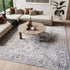 8' X 10' Blue And Pink Floral Power Loom Distressed Washable Area Rug