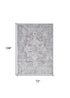 8' X 10' Blue And Pink Floral Power Loom Distressed Washable Area Rug