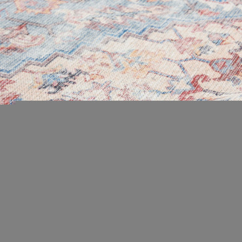 8' Gray Floral Power Loom Distressed Washable Runner Rug