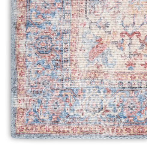 8' Gray Floral Power Loom Distressed Washable Runner Rug