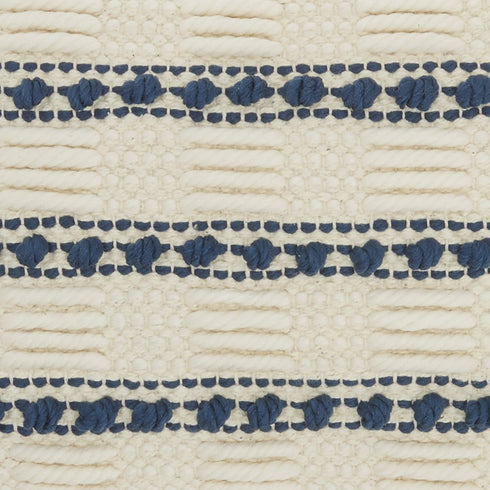 12" X 20" Ivory and Blue Striped Cotton Blend Throw Pillow With Texture
