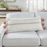 12" X 30" Pink and White Striped Cotton Lumbar Throw Pillow With Tassels