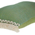 14" X 20" Green And Beige Cotton Lumbar Throw Pillow with Embroidery and Fringe