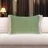 14" X 20" Green And Beige Cotton Lumbar Throw Pillow with Embroidery and Fringe