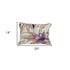 14" X 20" Pink and Purple Floral Cotton Throw Pillow With Sequins