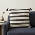 24" Beige and Black Striped Cotton Throw Pillow With Tassels