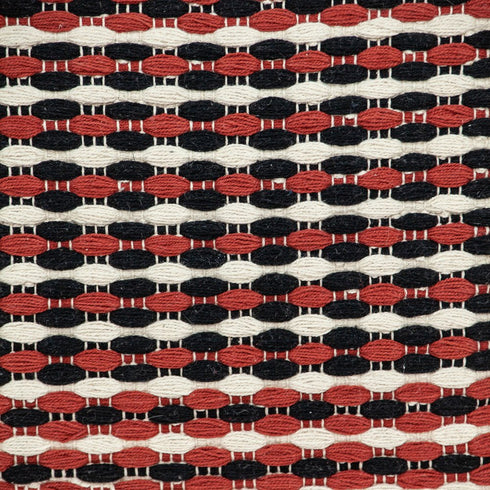 20" Red and Black Cotton Throw Pillow with Tassels