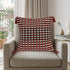 20" Red and Black Cotton Throw Pillow with Tassels