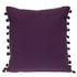 18" Purple and White Weave Cotton Throw Pillow With Pom Poms
