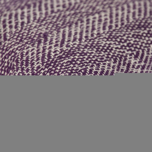 18" Purple and White Weave Cotton Throw Pillow With Pom Poms