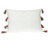14" X 20" Beige and Brown Southwestern Cotton Throw Pillow With Tassels