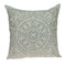 22" Beige and Green Damask Linen Blend Throw Pillow with Embroidery and Applique