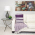 18" Purple and White Cotton Throw Pillow