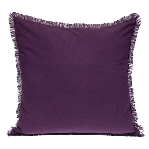 24" Purple and White Cotton Throw Pillow with Fringe