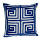 22" Beige and Blue Poly Cotton Blend Throw Pillow with Embroidery and applique