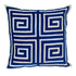 22" Beige and Blue Poly Cotton Blend Throw Pillow with Embroidery and applique